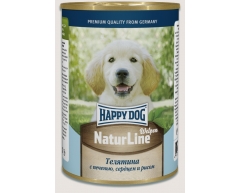 Happy Dog NaturLine консерва для щенков телятина/печень/сердце/рис 410г