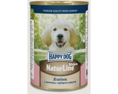 Happy Dog NaturLine консерва для щенков ягнёнок/печень/сердце/рис 410г