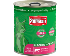 Четвероногий гурман Мясное ассорти консерва для кошек язык 340г