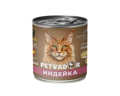 Petvador консерва для стерилизованных кошек индейка/клюква 240г