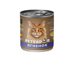 Petvador консерва для взрослых кошек ягнёнок/лосось 240г