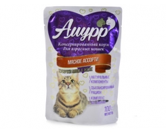 Амурр пауч для кошек мясное ассорти в желе 100г