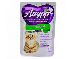 Амурр пауч для кошек утка/морковь в желе 100г