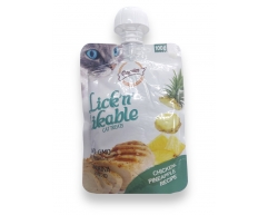 Gnawlers Lick'n' Likable лакомство для кошек пюре с курицей и ананасом 100г