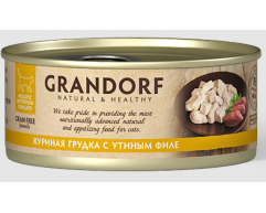 Grandorf консерва для кошек куриная грудка с утиным филе 70г