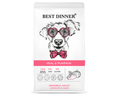 Best Dinner Adult Sensible Medium/Maxi Veal/Pumpkin сухой для собак сред/кр пород телятина/тыква 3кг