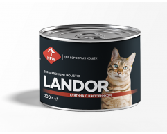LANDOR консерва для кошек телятина с шиповником 200г